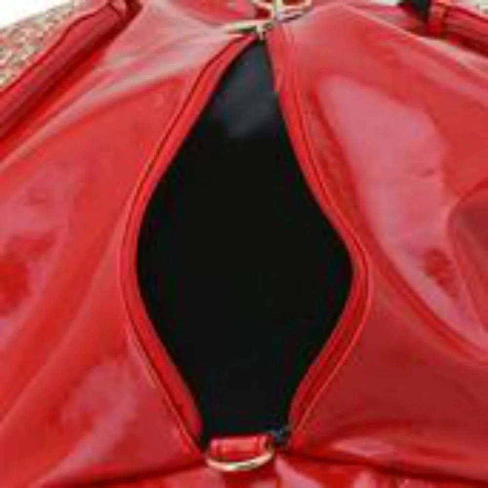 Backpack Red Leatherette Gold Studded
